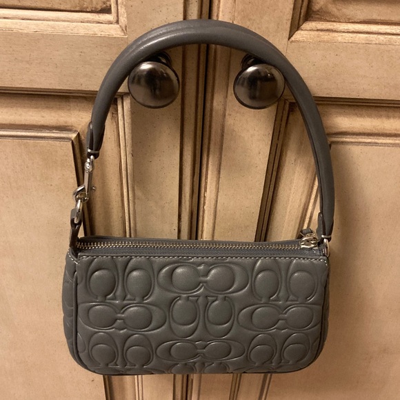 Coach Embossed Gray Shoulder Bag - Picture 2 of 5